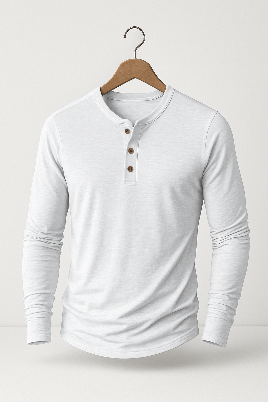 Klassisches Langarm Henley Shirt