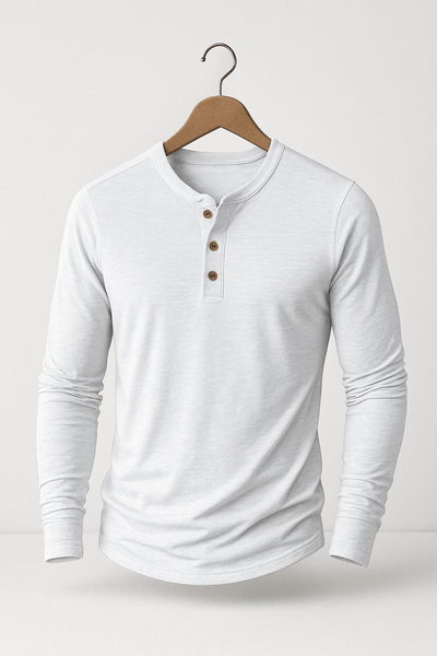 Klassisches Langarm Henley Shirt