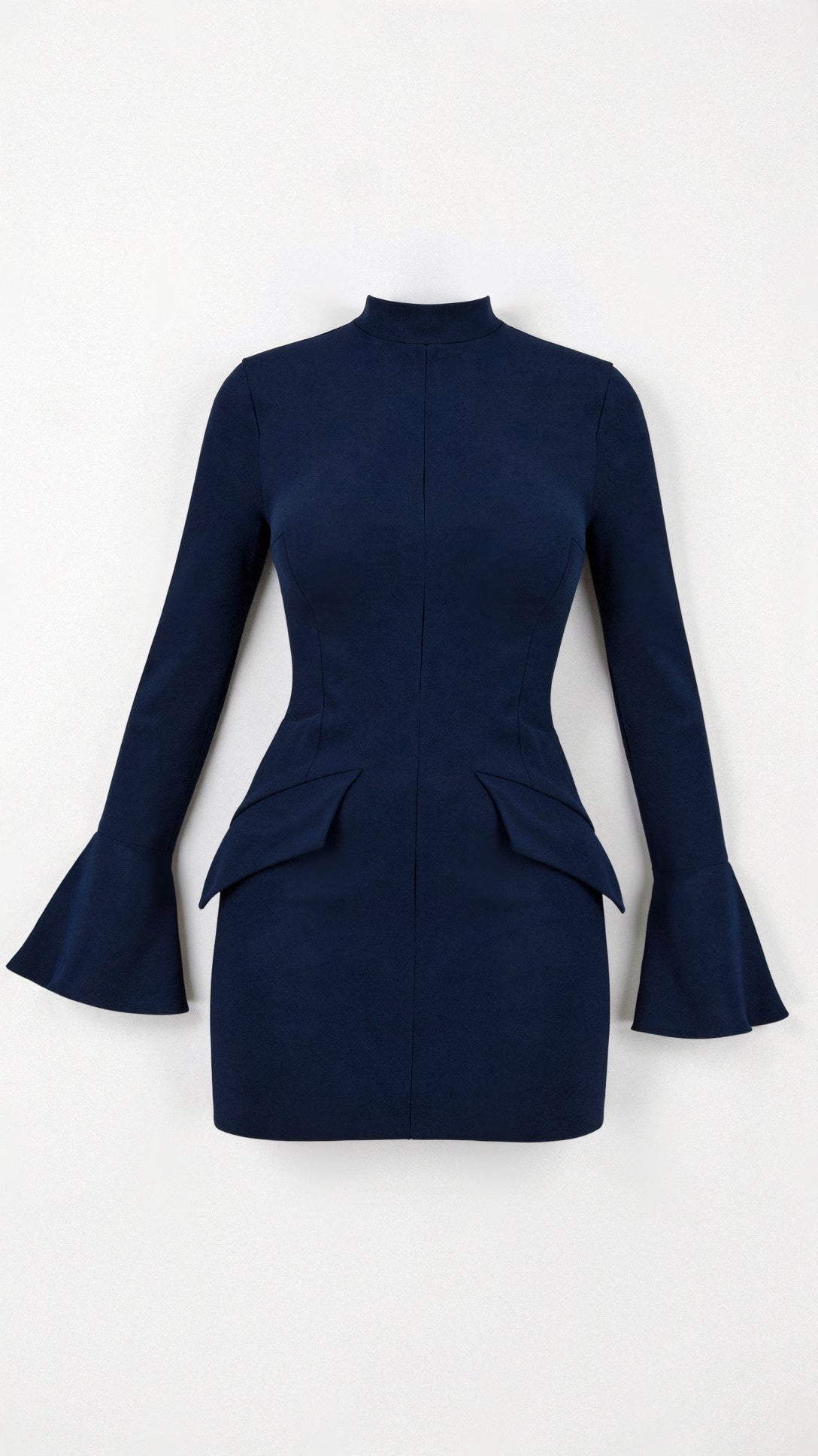 Elegantes Etuikleid Schwarz | Businesskleid mit Langarm