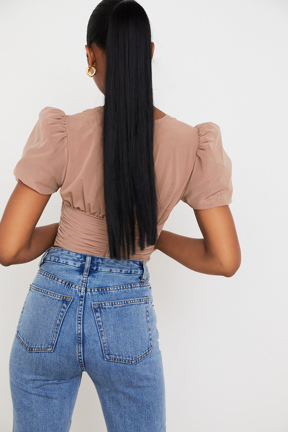 Korsett mit Puffärmeln und plissierten Details für Frauen