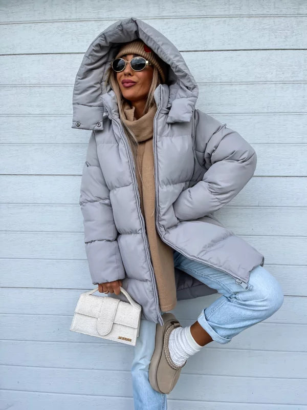 Puffer-Winterjacke mit Kapuze für Frauen