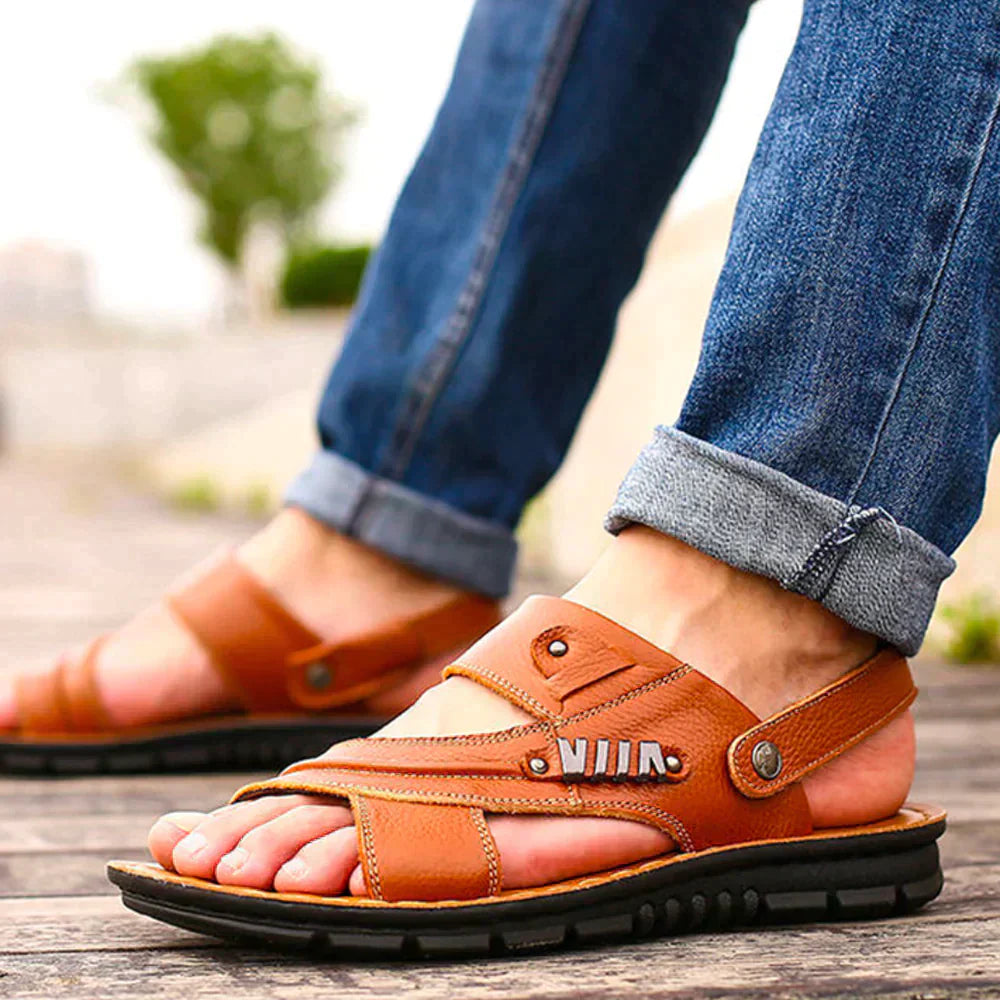 Lederne Offene Zehen Sandalen für Herren