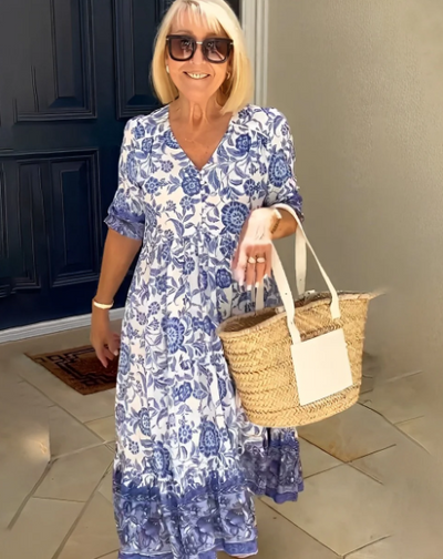 Bohème Kleid mit Blumendruck