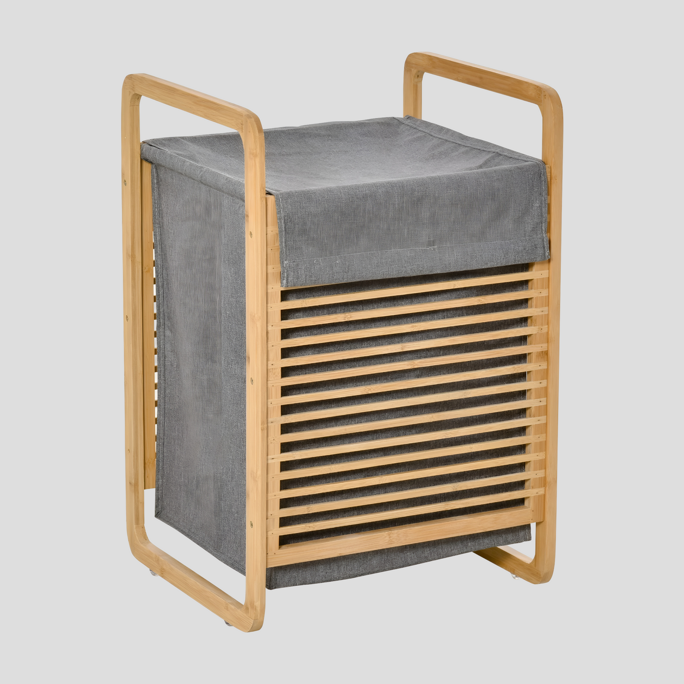 PureWeave Korb – Tragbarer Wäschekorb aus Bambus mit Deckel