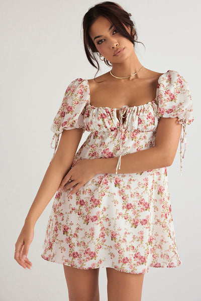 Minikleid mit Rosenmuster für Frauen