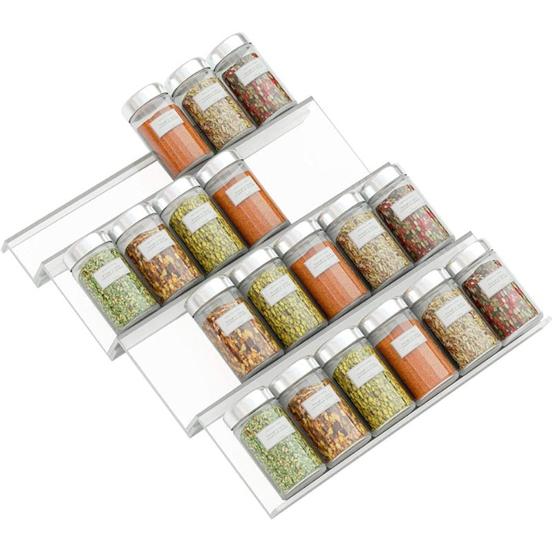 Gewürz Organizer Acryl | Transparent | Verstellbar 1–4 Stufen | Platzsparend für Küchenschublade