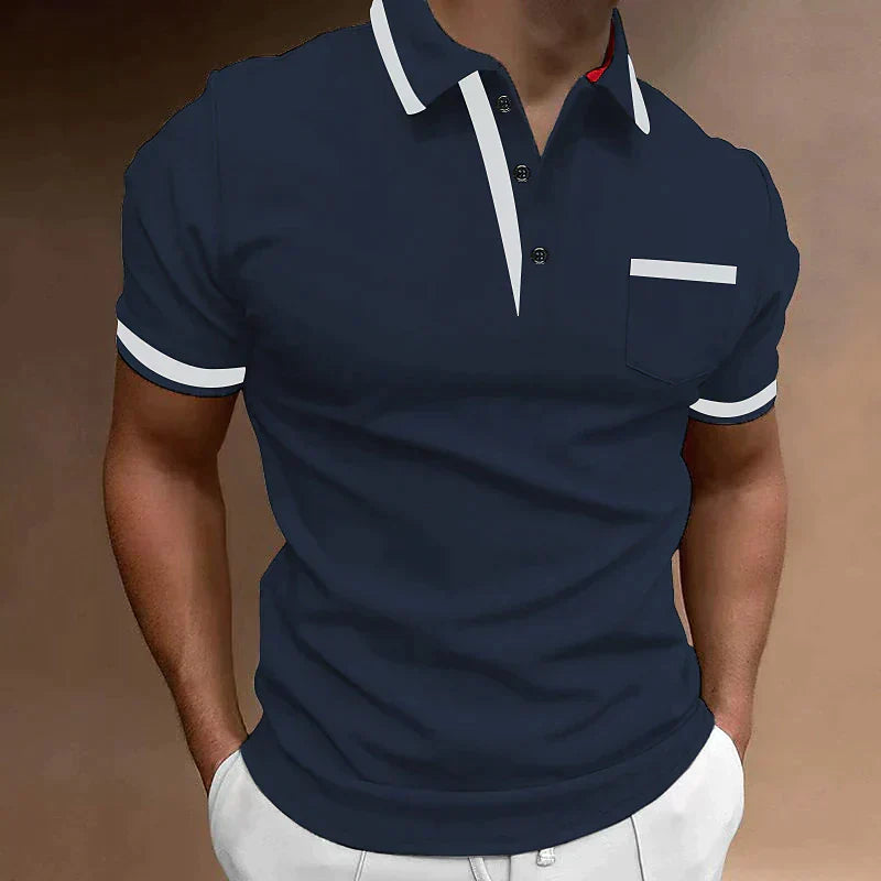 Colorblock-Poloshirt mit Knöpfen für Herren