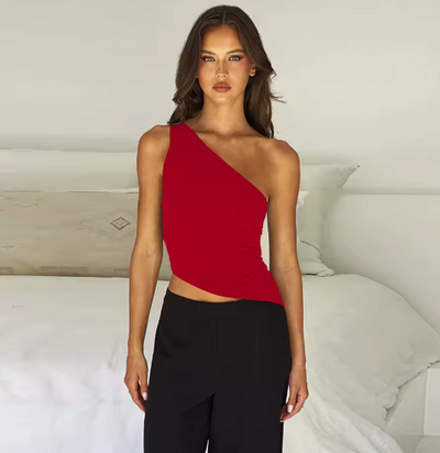 Mayfair™ | Ein-Schulter Eleganz – Rückenfreies Top mit Bindeband