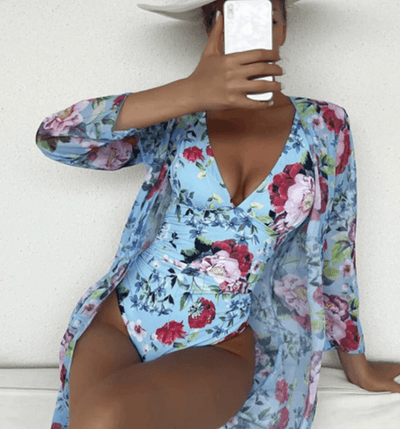 Blumen Badeanzug Zweiteiliges Set für Damen