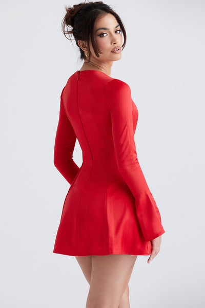 Rotes Satin Minikleid mit sinnlicher Eleganz für Frauen