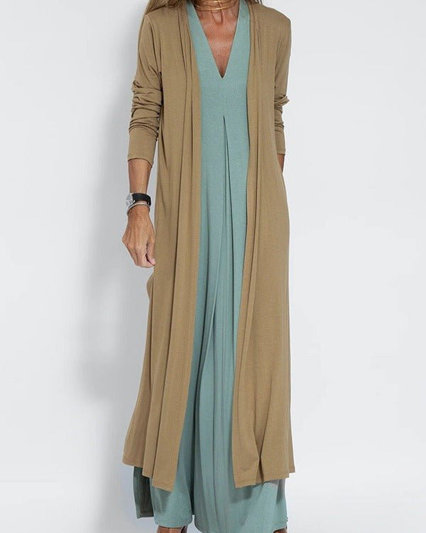 Ärmelloses V-Ausschnitt Maxikleid für Damen