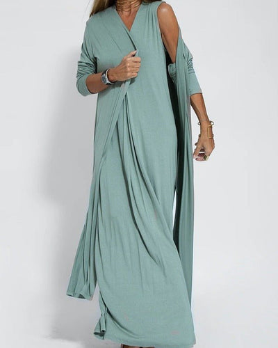 Ärmelloses V-Ausschnitt Maxikleid für Damen