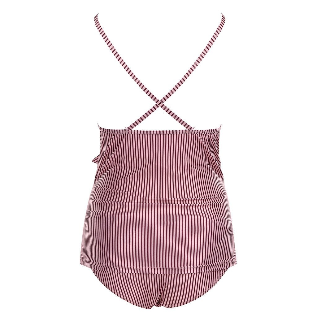 Yeva® | Umstandsbadeanzug mit Rüschen und überkreuzten Trägern