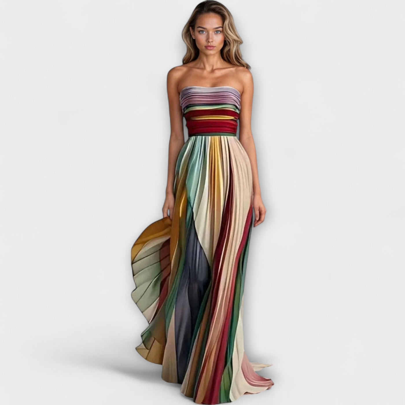 Aubrey | Strapless Maxi Dress in Sunset Breeze