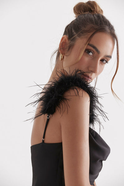 Schwarzes Satinkleid mit Fließendem Glanz für Frauen