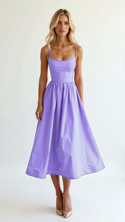 Eileen | Elegantes Midikleid mit zarten Trägern und femininer Leichtigkeit