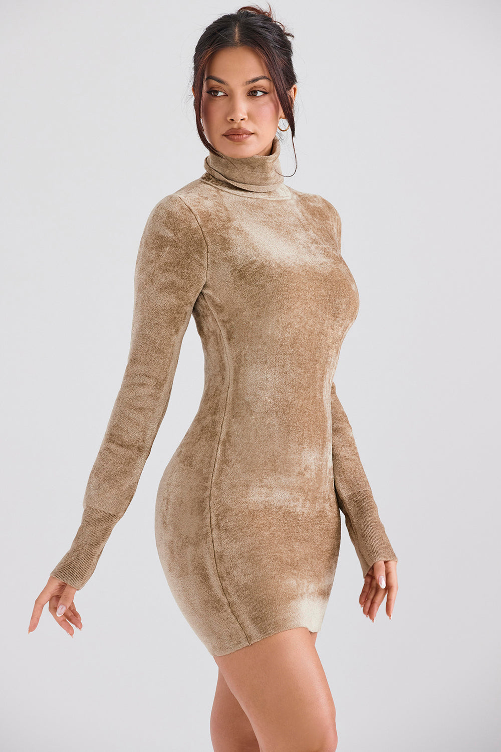 Minikleid aus Chenille in Fawn mit Weicher Textur für Frauen