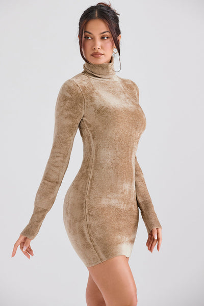 Minikleid aus Chenille in Fawn mit Weicher Textur für Frauen