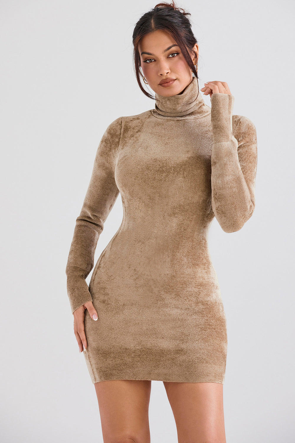 Minikleid aus Chenille in Fawn mit Weicher Textur für Frauen