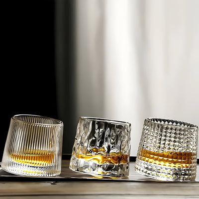 ClinkSpin Glas - 360-Grad-Drehung Strukturiertes Whiskyglas