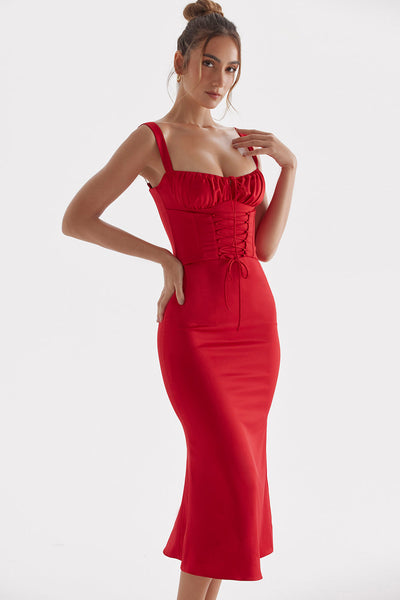 Rotes Rosenkorsettkleid für Frauen