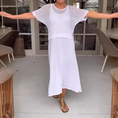 Nadine® | Set aus Durchbrochenem Strickoberteil und Midikleid