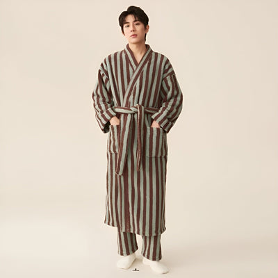 PlushWrap Robe - Winter Gestreift Robe Pyjama Set für Paare