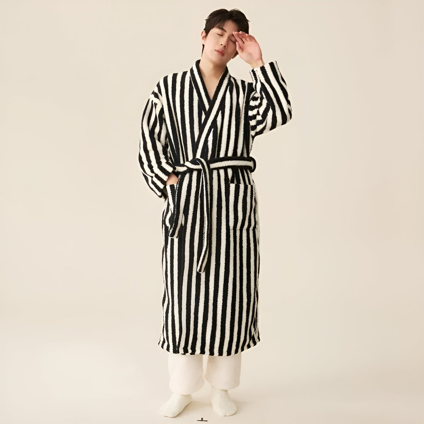 PlushWrap Robe - Winter Gestreift Robe Pyjama Set für Paare