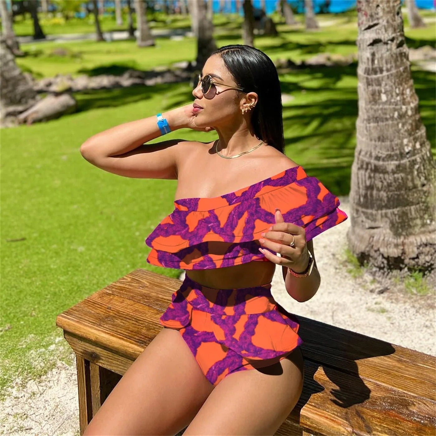 Janice® | Badeanzug mit Rüschen und einer Schulter