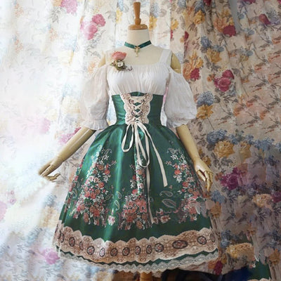 Damen Blumen Oktoberfest Dirndl Kleid