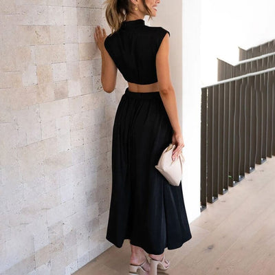 AURELIA® | PLISSIERTES KLEID MIT HOHEM KRAGEN