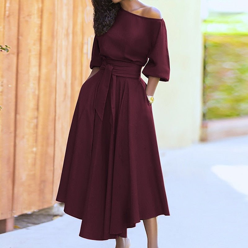 Damen Sommer-Midikleid mit Gürtel