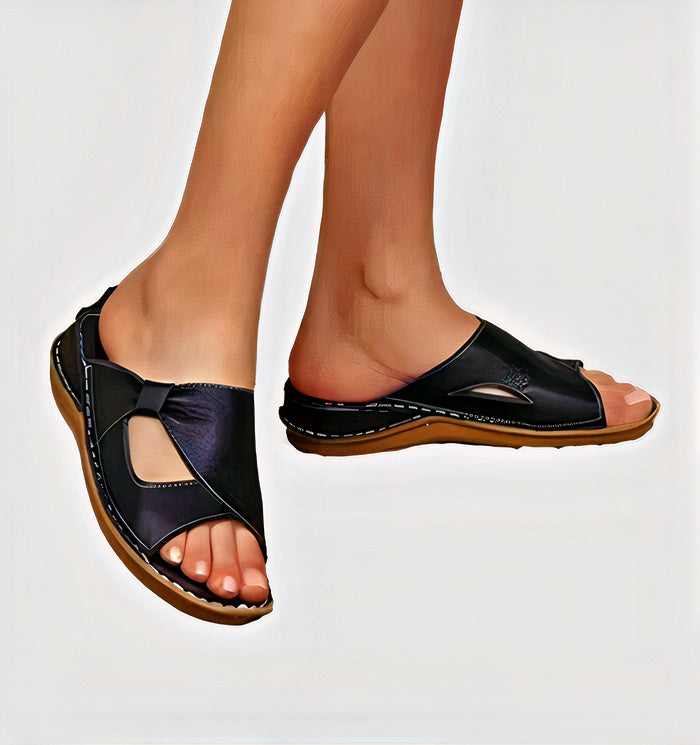 Offene Zehen Slip-On-Sandalen für Damen
