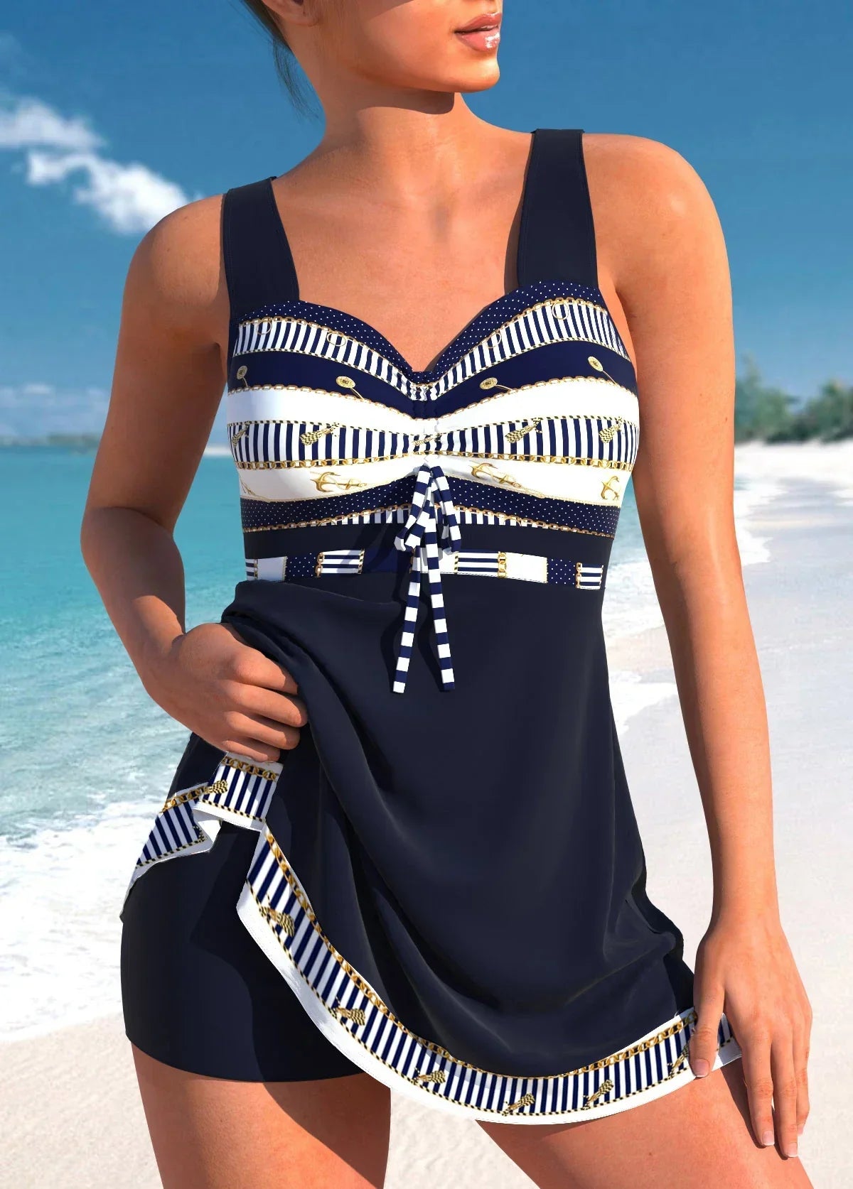 Bedrucktes Tankini-Badeanzug-Set für Damen